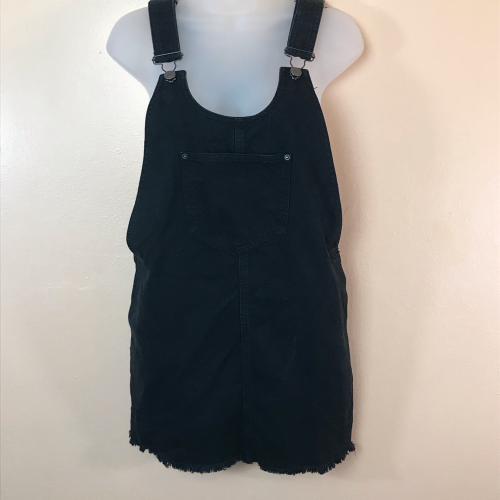 Forever 21 Black Pinafore Overall Bib Mini Dress Women 25